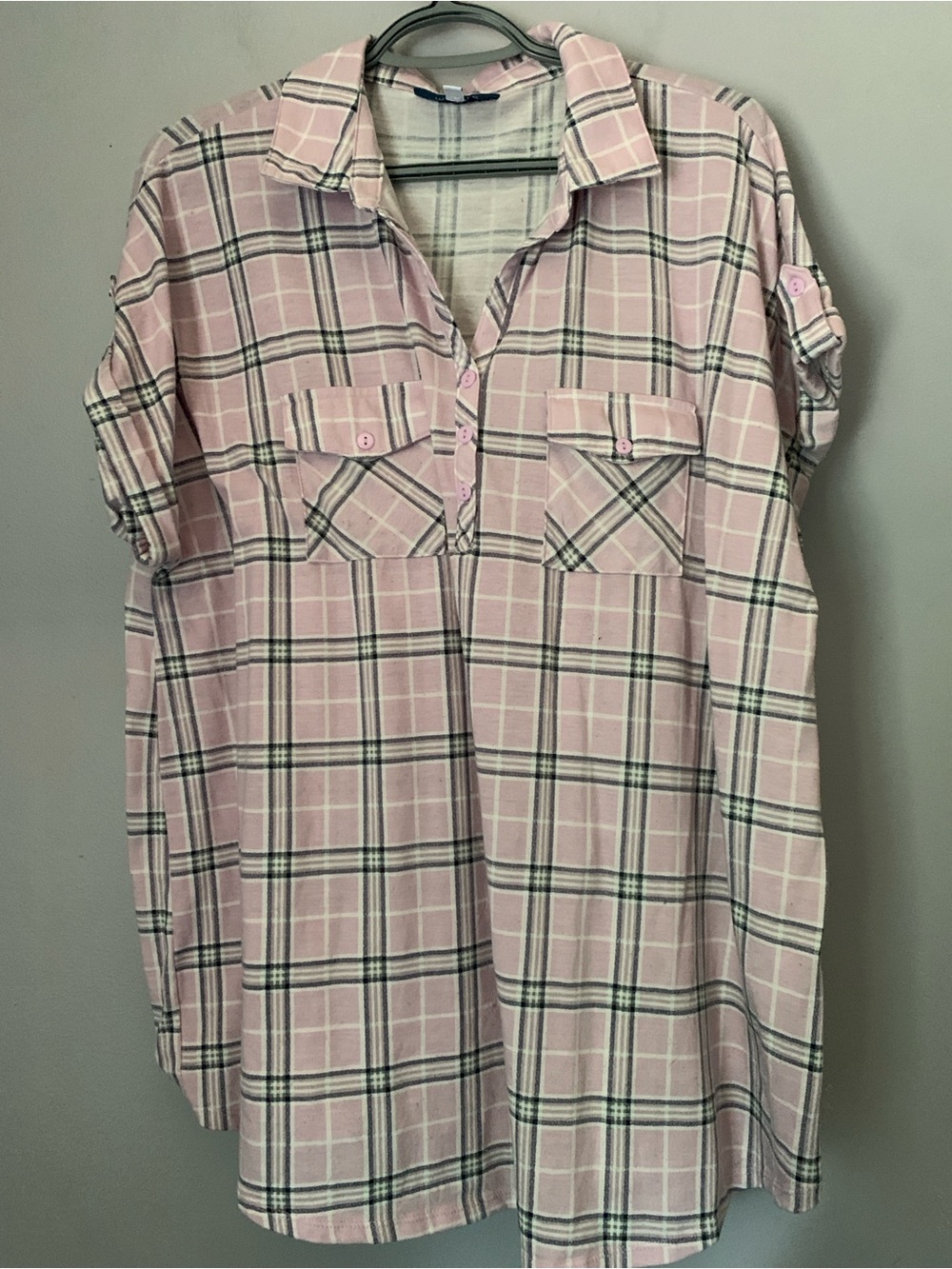 mySTYLE Pink Plaid Top 1X